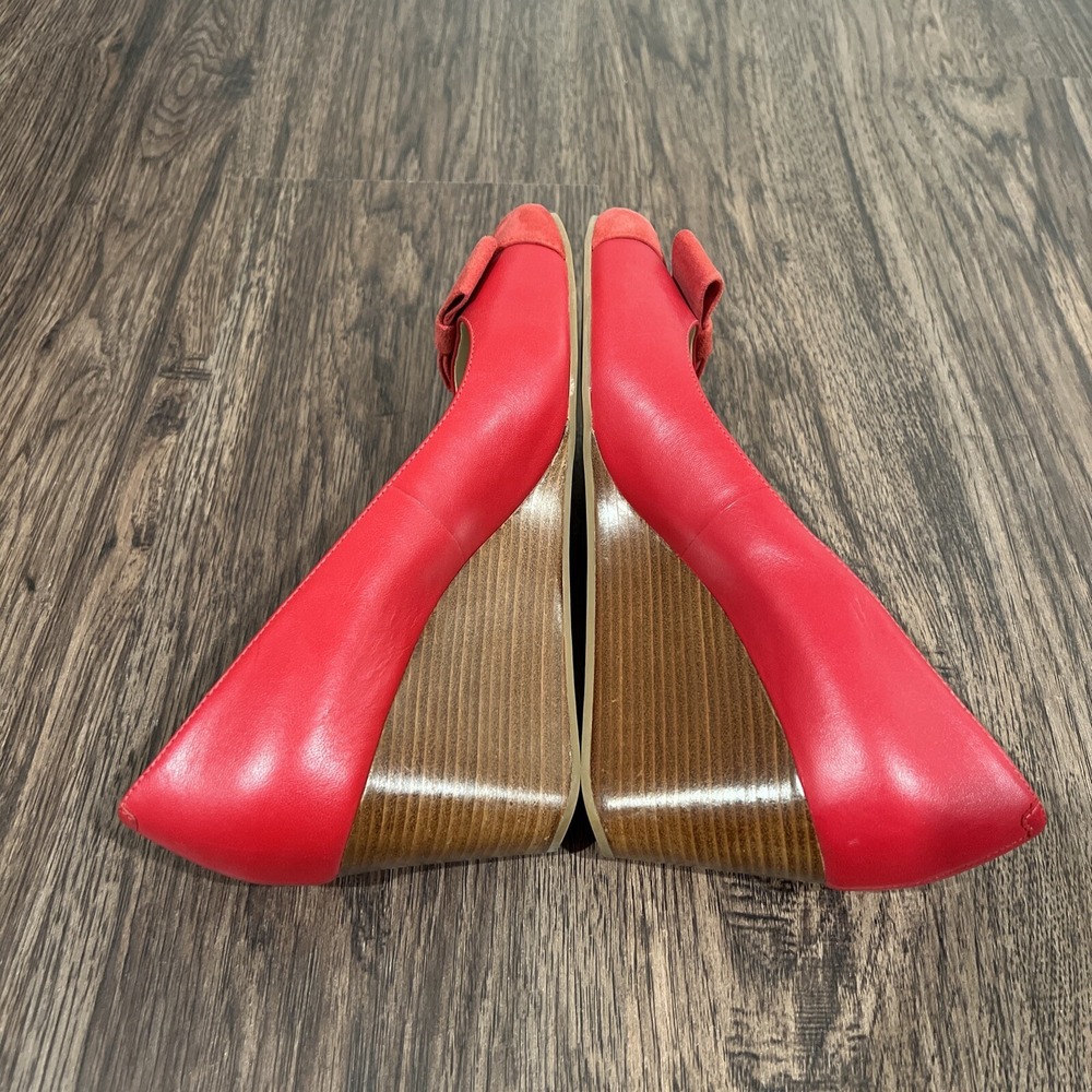 Cole Haan Grandos Suede Wedges Red Bow Tie 8.5B
